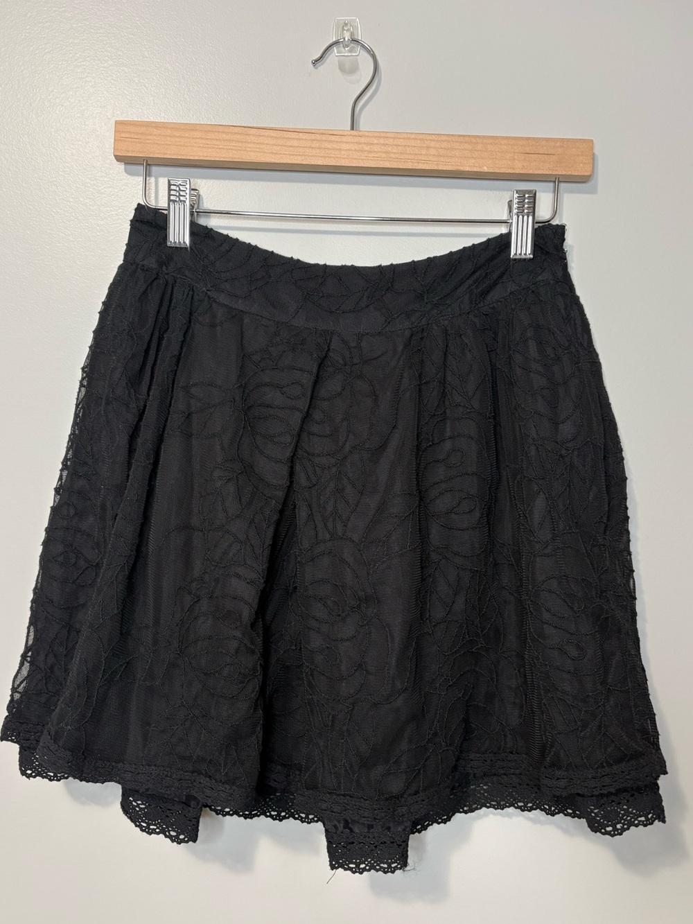 Free People Floral Embroidered Lace Skater Mini Skirt